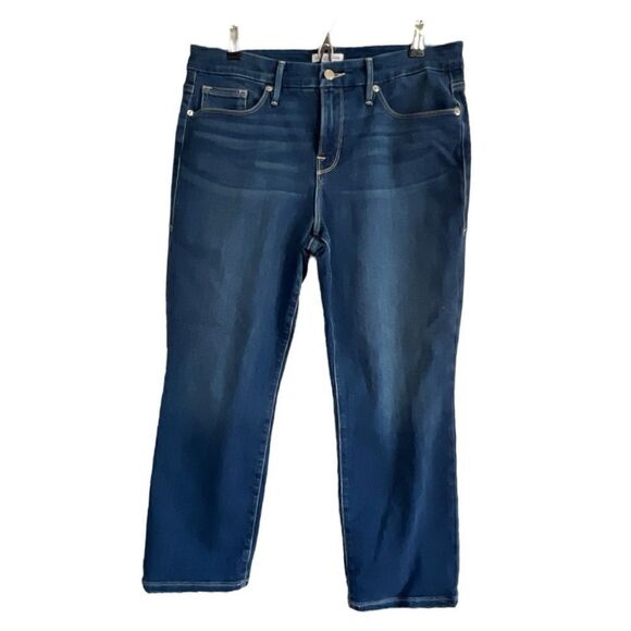 Good American Good Straight Jeans Blue358 High Rise Cropped Stretch 14/32 - Picture 2 of 8